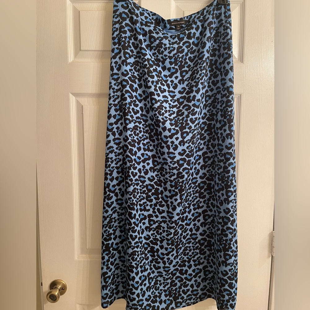 Banana Republic Blue Leopard Print Skirt